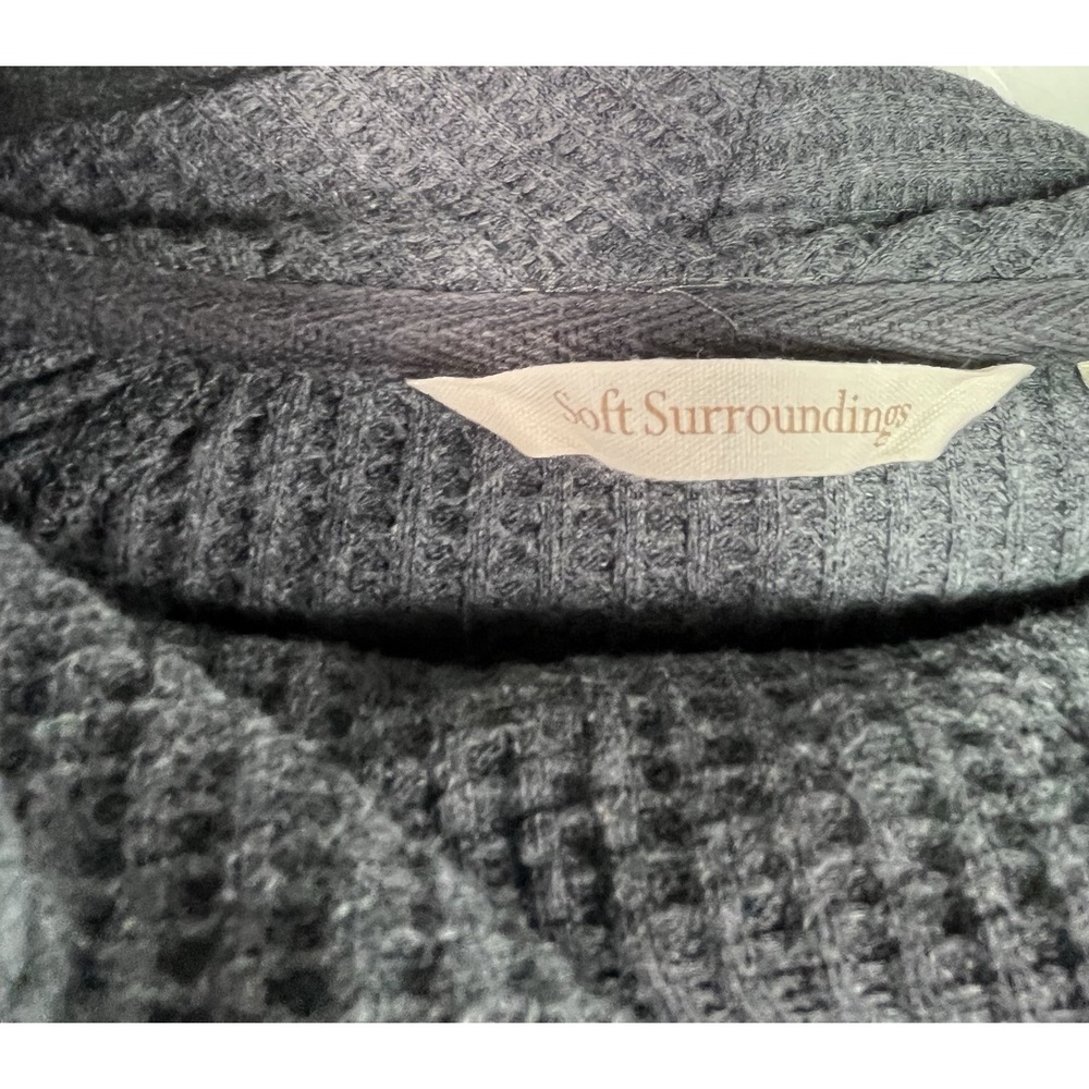 Soft Surroundings Cowl Neck Waffle Knit Sweater Top Women's Size M Gray READ - Picture 4 of 12